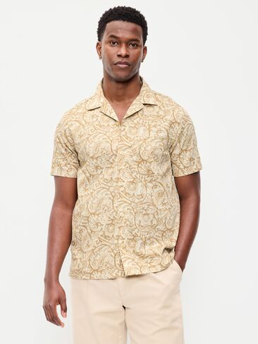 Old Navy Short-Sleeve Camp Shirt - Khaki Paisley in Saudi Arabia