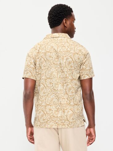 Old Navy Short-Sleeve Camp Shirt - Khaki Paisley in Saudi Arabia