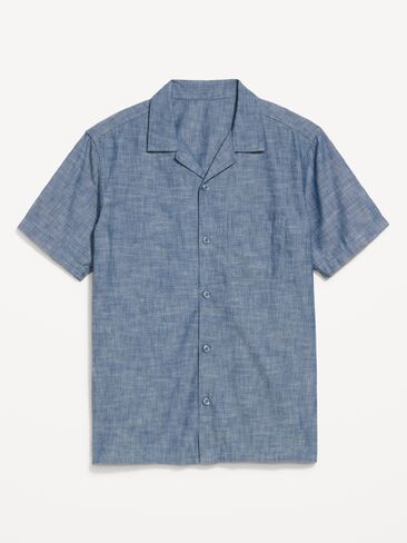 Old Navy Short-Sleeve Chambray Camp Shirt - Chambray in Saudi Arabia