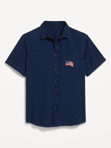 Old Navy Classic Fit Everyday Denim Shirt - Dark Wash in Saudi Arabia