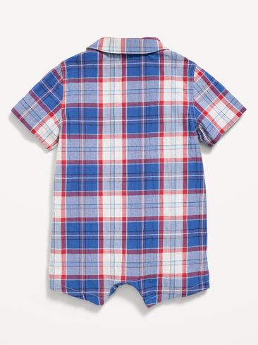 Old Navy Collared Plaid One-Piece Romper for Baby - Plaid in Saudi Arabia