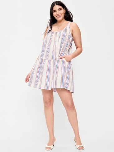 فستان قصير متأرجح بدون أكمام ورقبة واسعة من Old Navy - شريط أزرق ريترو in Saudi Arabia