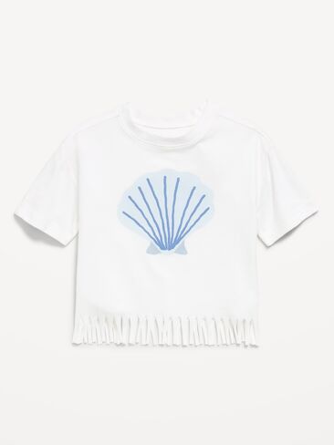 تي شيرت Old Navy بأكمام قصيرة وبرسومات جرافيك للفتيات الصغيرات - زنابق بيضاء in Saudi Arabia