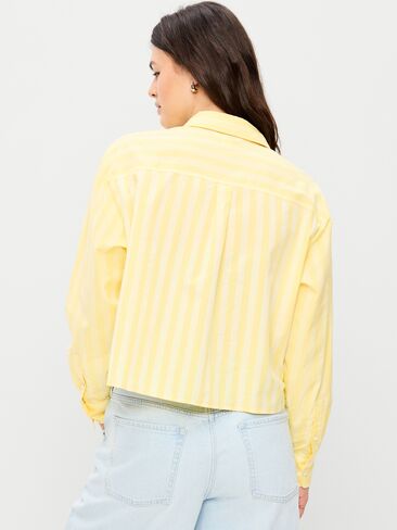 Old Navy Cropped Button-Down Shirt - Yellow Stripe in Saudi Arabia