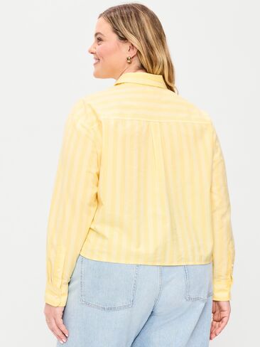 Old Navy Cropped Button-Down Shirt - Yellow Stripe in Saudi Arabia