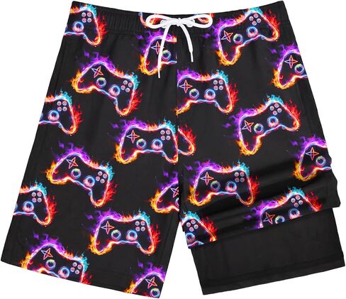 OlyPegic Boys Swim Trunks Bathing Suit Boys Swimsuit Swim Shorts Swimwear Quick Dry Swim Trunks with Compression Liner in Saudi Arabia