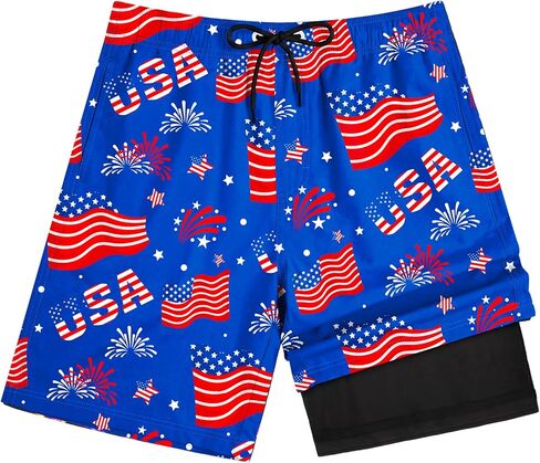 OlyPegic Boys Swim Trunks Bathing Suit Boys Swimsuit Swim Shorts Swimwear Quick Dry Swim Trunks with Compression Liner in Saudi Arabia