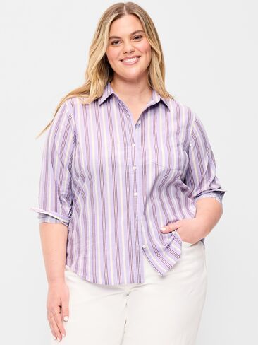 Old Navy Classic Button-Down Shirt - Purple Stripe in Saudi Arabia