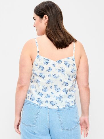قميص بدون أكمام بوشاح مزين بالدانتيل من Old Navy - زهور بيضاء/زرقاء in Saudi Arabia