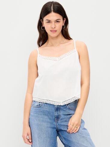 Old Navy Lace-Trim Scarf Tank Top - White Lilies in Saudi Arabia