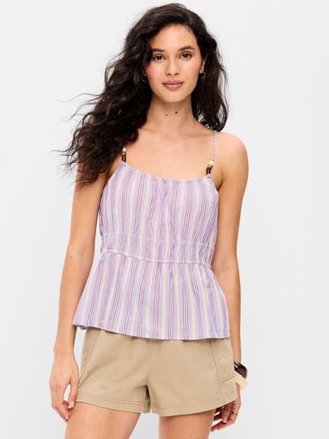 Old Navy Fitted Smocked Tank Top - Purple Stripe in Saudi Arabia