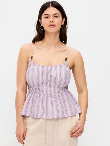 Old Navy Fitted Smocked Tank Top - Purple Stripe in Saudi Arabia