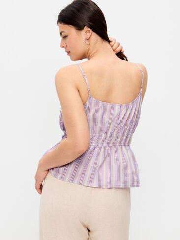 Old Navy Fitted Smocked Tank Top - Purple Stripe in Saudi Arabia