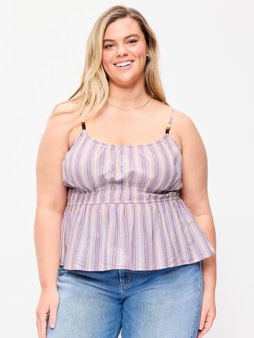 Old Navy Fitted Smocked Tank Top - Purple Stripe in Saudi Arabia