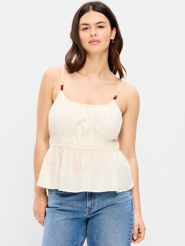 Old Navy Beaded Strap Smocked-Waist Tank Top - Sea Salt in Saudi Arabia