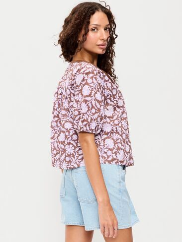 بلوزة مطرزة بأكمام قصيرة من Old Navy - طباعة أرجوانية in Saudi Arabia