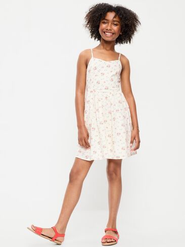 فستان بدون أكمام مطبوع للفتيات من Old Navy - زهور بيضاء اللون in Saudi Arabia