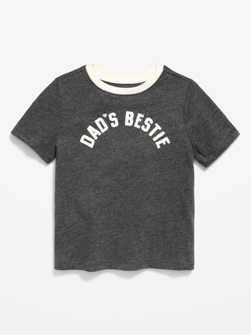 Old Navy Short-Sleeve Graphic T-Shirt for Toddler Girls - Charcoal Heather in Kuwait
