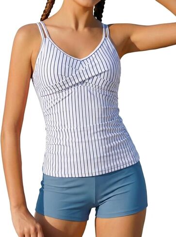 Alakuoti Tween Girls Tankini ملابس السباحة 2 قطعة ثوب سباحة متقاطع مكشكش للفتيات مع وسادة الصدر 8-16 سنة in Kuwait