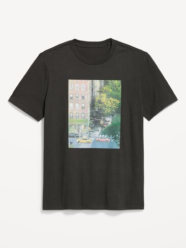 Old Navy Soft-Washed Crew-Neck Graphic T-Shirt - Black Spark in Saudi Arabia