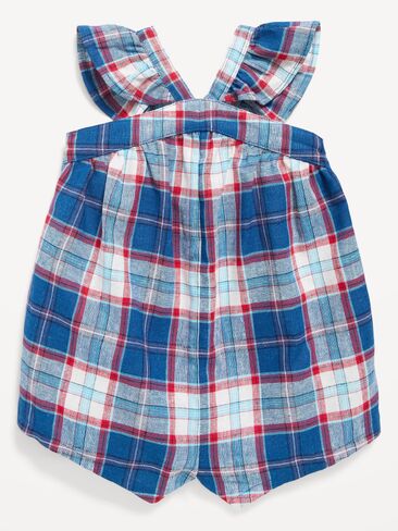 رومبر من مزيج الكتان بدون أكمام مطبوع من Old Navy للأطفال - أزرق منقوش in Kuwait