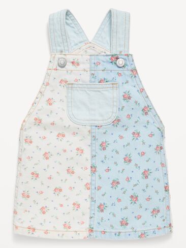 Old Navy Printed Denim Skirtall Dress for Baby - Light Wash Floral in Saudi Arabia