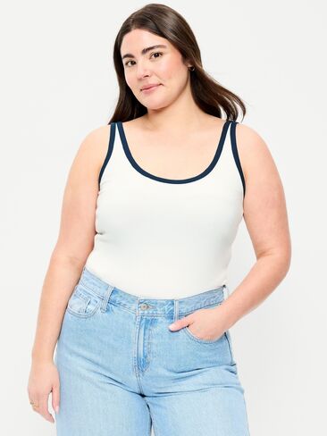 Old Navy First-Layer Ribbed Scoop-Neck Tank Top - Sea Salt in Saudi Arabia