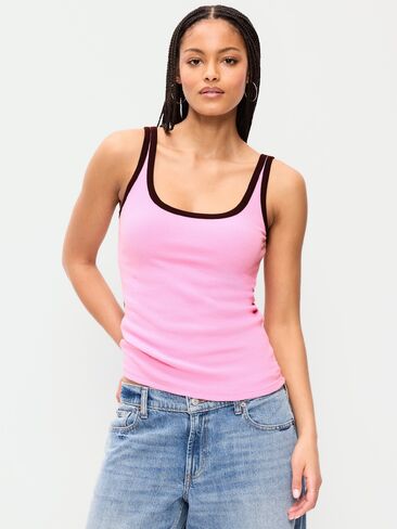 Old Navy First-Layer Ribbed Scoop-Neck Tank Top - ELECTRIC PEONY in Saudi Arabia