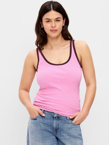 Old Navy First-Layer Ribbed Scoop-Neck Tank Top - ELECTRIC PEONY in Saudi Arabia