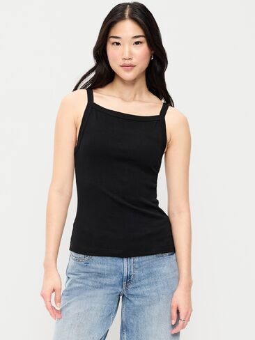 Old Navy Snug Apron-Neck Tank Top - Light Black Heather in Saudi Arabia
