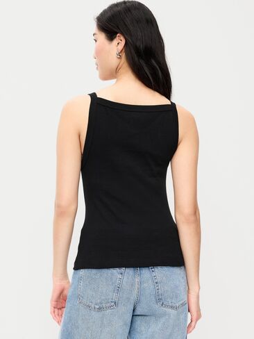 Old Navy Snug Apron-Neck Tank Top - Light Black Heather in Saudi Arabia