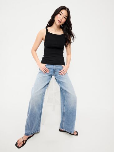 Old Navy Snug Apron-Neck Tank Top - Light Black Heather in Saudi Arabia