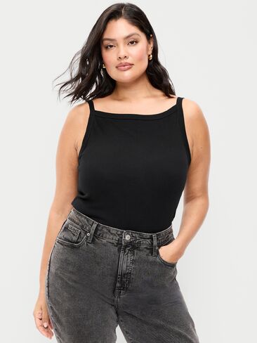 Old Navy Snug Apron-Neck Tank Top - Light Black Heather in Saudi Arabia