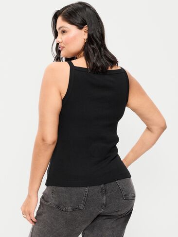 Old Navy Snug Apron-Neck Tank Top - Light Black Heather in Saudi Arabia
