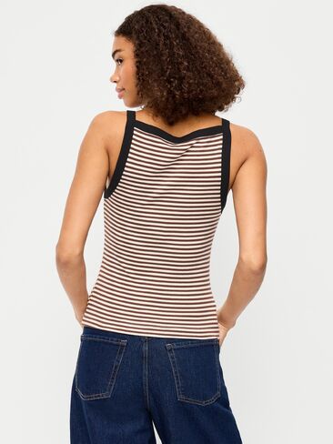 Old Navy Snug Apron-Neck Tank Top - Earth Brown Stripe in Saudi Arabia