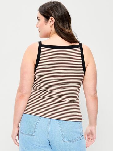 Old Navy Snug Apron-Neck Tank Top - Earth Brown Stripe in Saudi Arabia