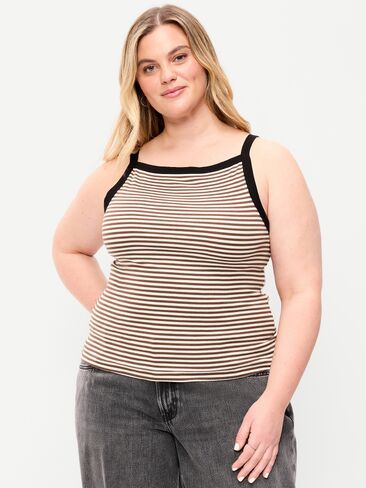 Old Navy Snug Apron-Neck Tank Top - Earth Brown Stripe in Saudi Arabia