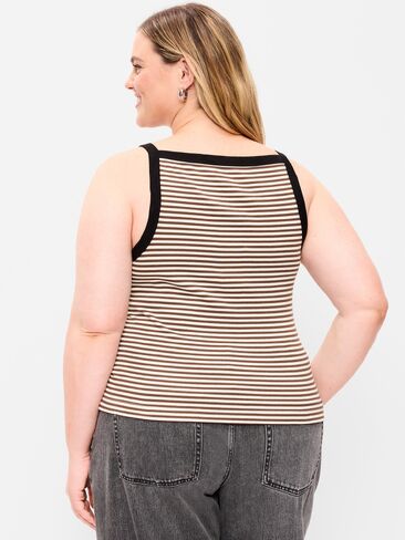 Old Navy Snug Apron-Neck Tank Top - Earth Brown Stripe in Saudi Arabia