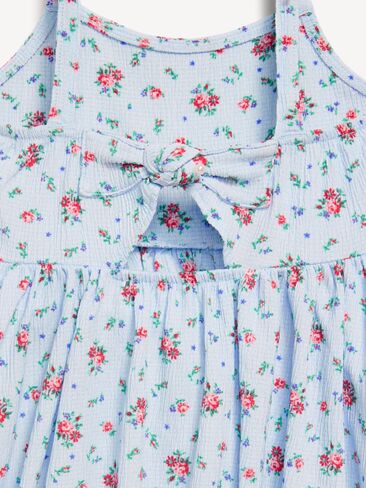 Old Navy Printed Sleeveless Crinkled Dress and Biker Shorts Set for Toddler Girls - Blue Ditsy Floral in Saudi Arabia