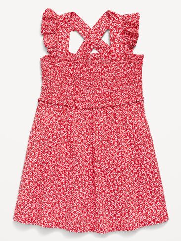 فستان مطبوع بدون أكمام من Old Navy للفتيات الصغيرات - زهور حمراء in Kuwait