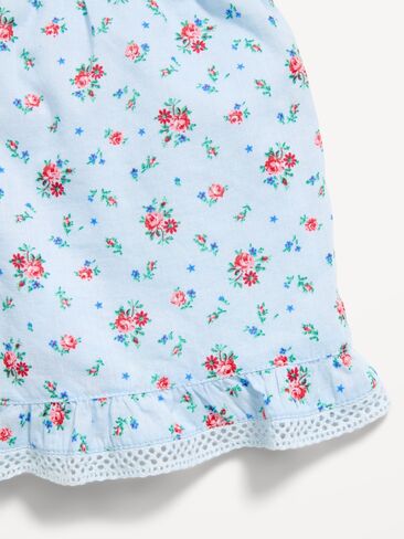 Old Navy Printed Ruffled Top and Shorts Set for Toddler Girls - Blue Ditsy Floral in Saudi Arabia