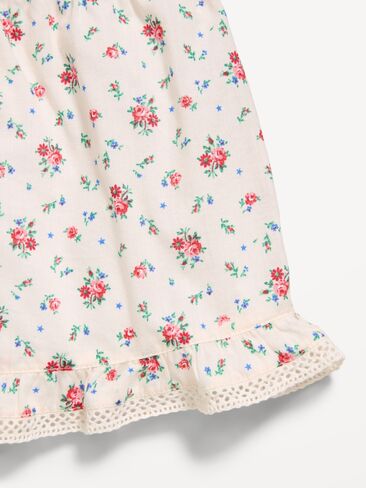 Old Navy Printed Ruffled Top and Shorts Set for Toddler Girls - White Ditsy Floral in Saudi Arabia