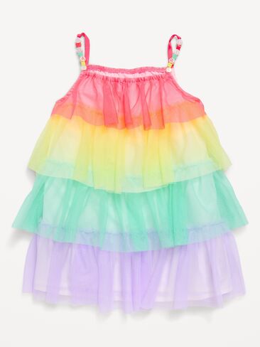 Old Navy Birthday Sleeveless Tiered Tulle Dress for Toddler Girls - Rainbow Bday in Saudi Arabia
