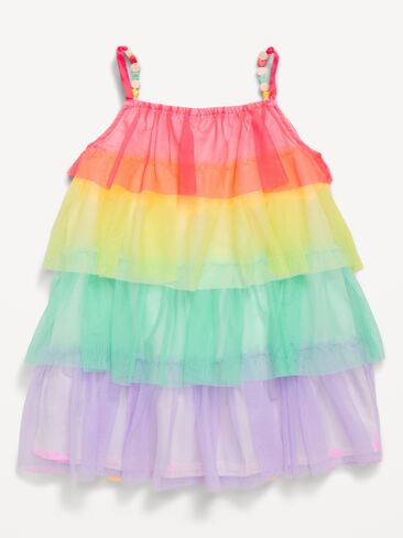 Old Navy Birthday Sleeveless Tiered Tulle Dress for Toddler Girls - Rainbow Bday in Saudi Arabia