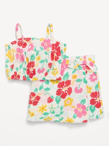 Old Navy Printed Sleeveless Top and Skort Set for Toddler Girls - Multi Floral in Saudi Arabia