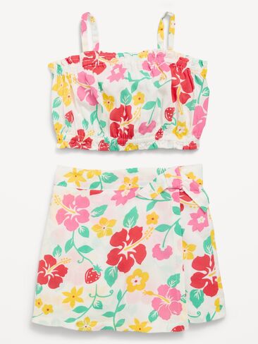 Old Navy Printed Sleeveless Top and Skort Set for Toddler Girls - Multi Floral in Saudi Arabia