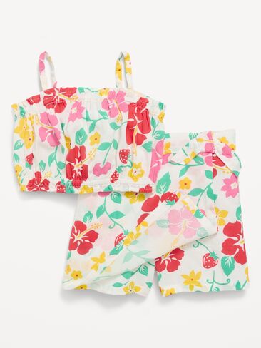 Old Navy Printed Sleeveless Top and Skort Set for Toddler Girls - Multi Floral in Saudi Arabia