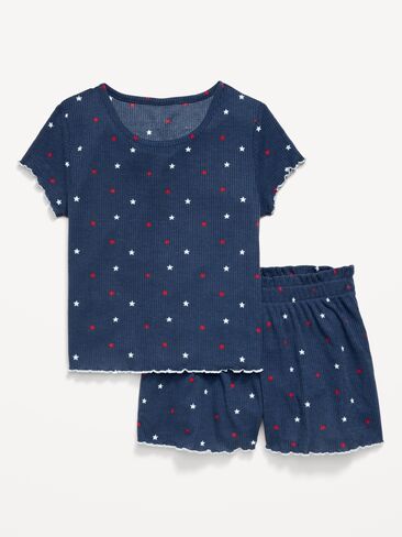 طقم بيجامة وشورت بيجامة مضلع بحافة خس للبنات من Old Navy - نجوم البحرية in Saudi Arabia