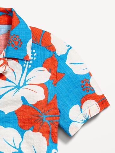 طقم قميص وسروال قصير الأكمام مطبوع من Old Navy للأولاد الصغار - زهور استوائية in Kuwait
