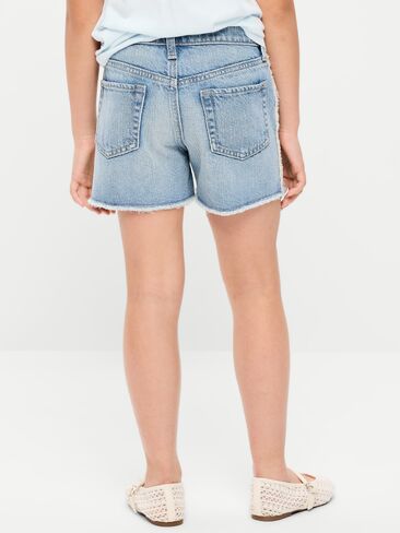 شورت جينز بخصر عالٍ وحاشية منسلة للبنات من Old Navy - غسيل فاتح in Saudi Arabia